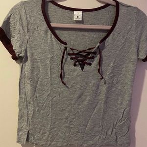 Grey/Maroon crop top